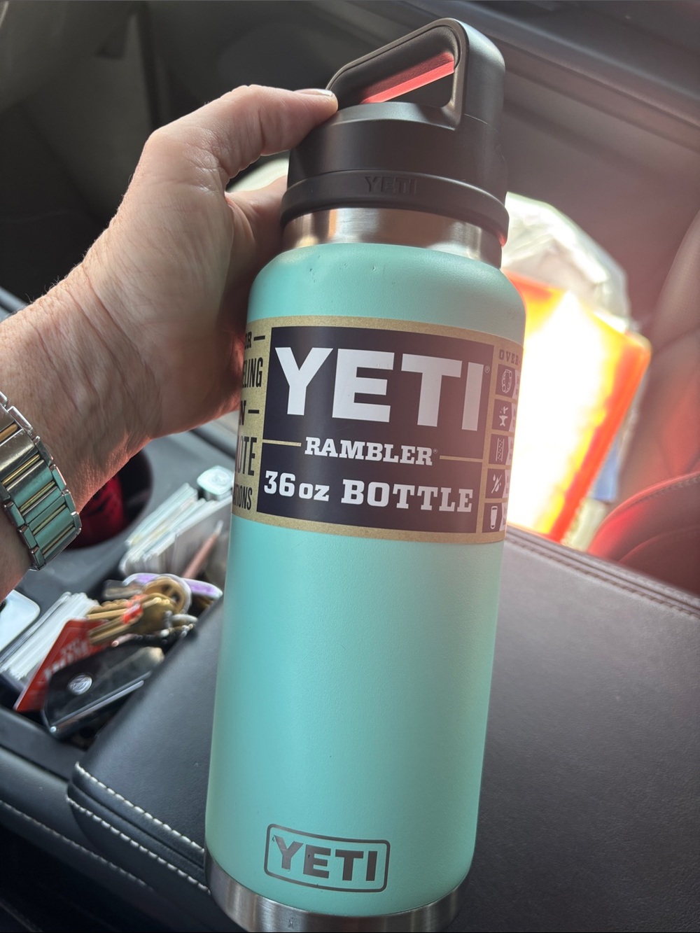 Yeti Rambler 36 oz Bottle - Seafoam Green with Black Cap. New with tags